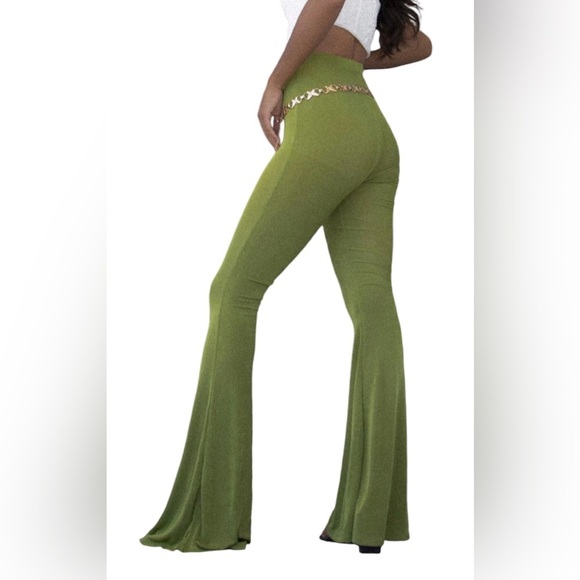 Princess Polly Pants - NEW Princess Polly Green Boogie Pants Bell Bottoms Flare Boho Hippie Stretch 10